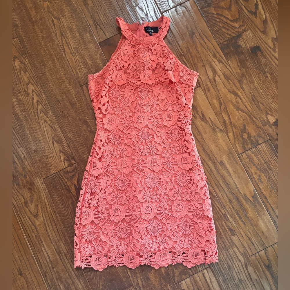 Lulu's Vibrant Coral Lace Dress
